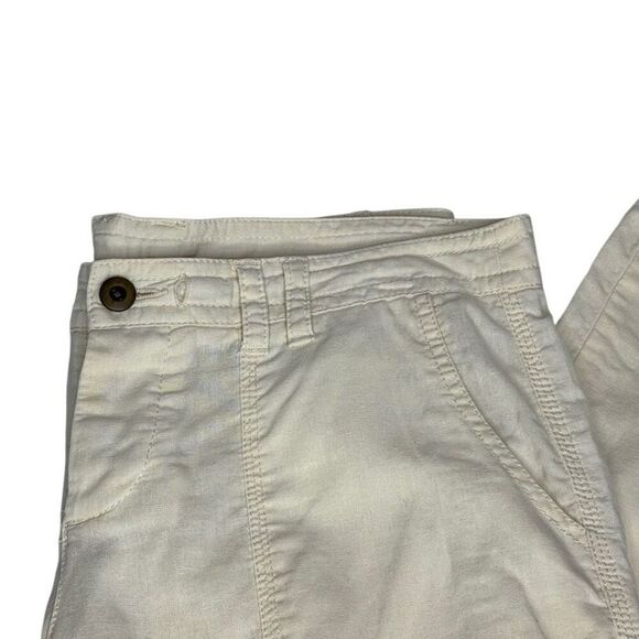 Norma Kamali  straw (cream) linen blend button fly pants size M - Picture 12 of 15